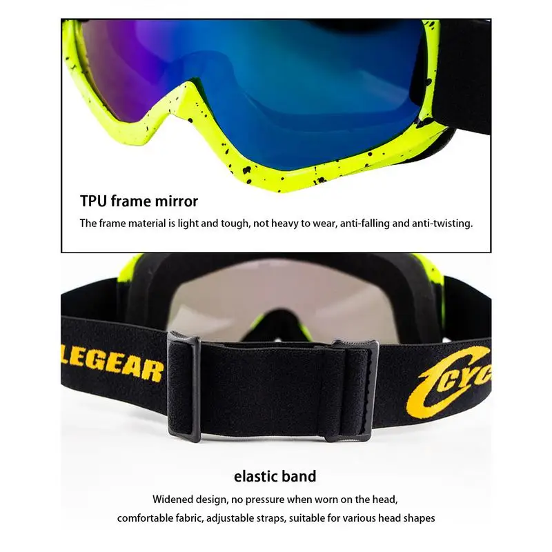 Motocross Goggles Motocross Riding Goggles Adjustable Women's Clear Vision Goggles For Commuting Cross-Country Racing Snowy Days