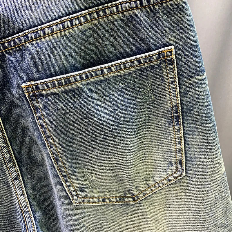 Fashionable Street Design Jeans Men's Summer Regular Edition Scratched, Broken, Patched, Printed Loose Pants