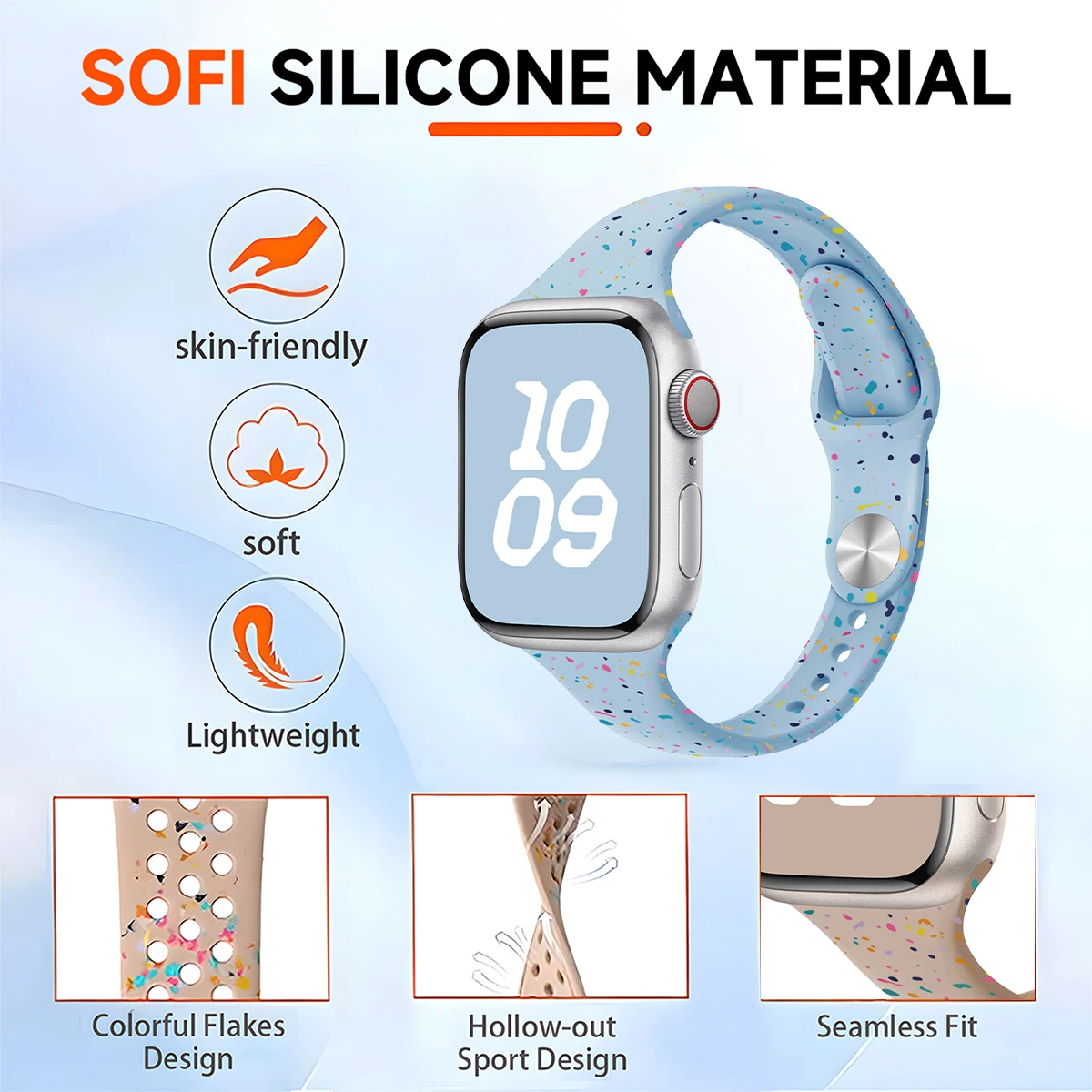 Sport-Silikonarmband für Apple Watch 40 41mm 45mm 44 38 49 Atmungsaktives Armband für iWatch Series 11 10 9 8 7 6 5 3 SE Ultra – Detail 5