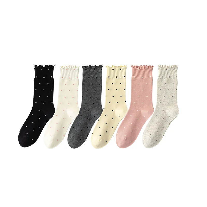 1/6 Paar elegante einfache Spitzenflorsocken bequeme mittellange Röhrensocken für Damen Frühling Herbst neue dünne Sport-Damensocken