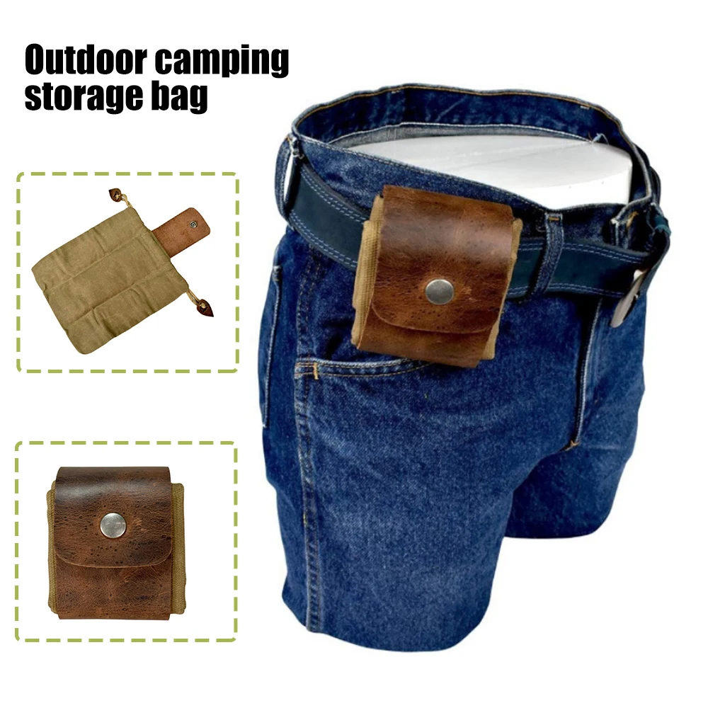 حقيبة قماش مشمع مع الرباط ، والجلود القابلة للطي ، جيب حزام الخصر في الهواء الطلق ، والمشي لمسافات طويلة وتمشيط الشاطئ