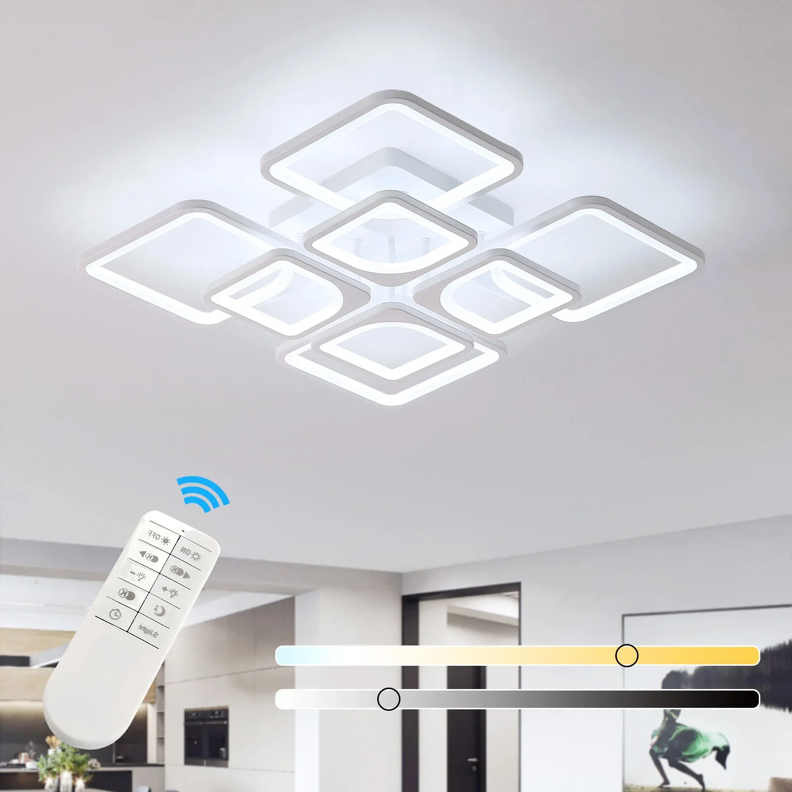 

Modern minimalist ceiling mounted LED atmospheric living room bedroom square light luxury acrylic lighting fixtures