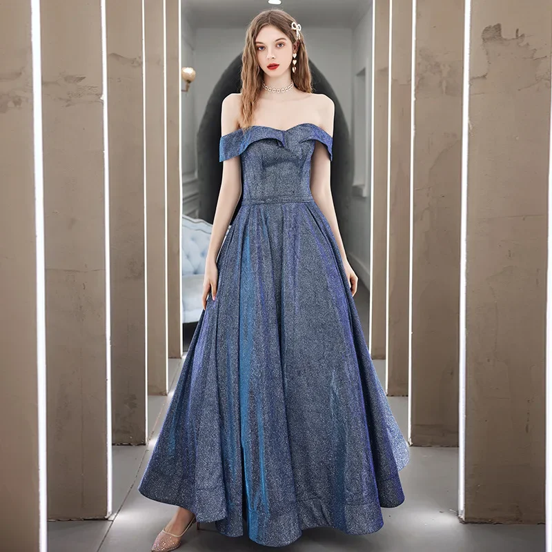 

2025 New High Quality Luxury One Shoulder Evening Dress for Women, Fashionable Annual Meeting Host Banquet, Slim and Long Dress