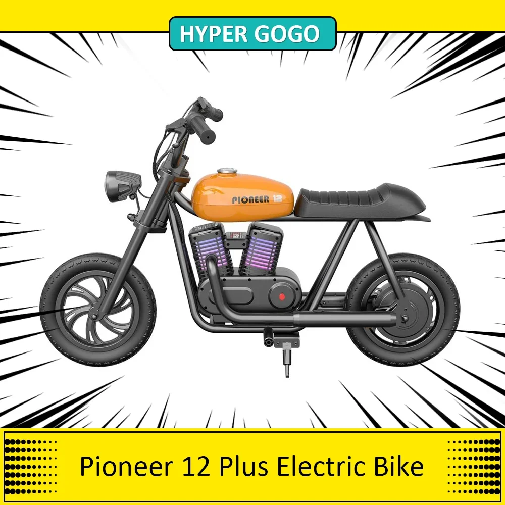 HYPER GOGO Pioneer 12 Plus Electric Chopper Motorcycle for Kid 24V 5.2Ah 160W with 12 inch Tire 16 km/h Max Speed  12KM Top Rang