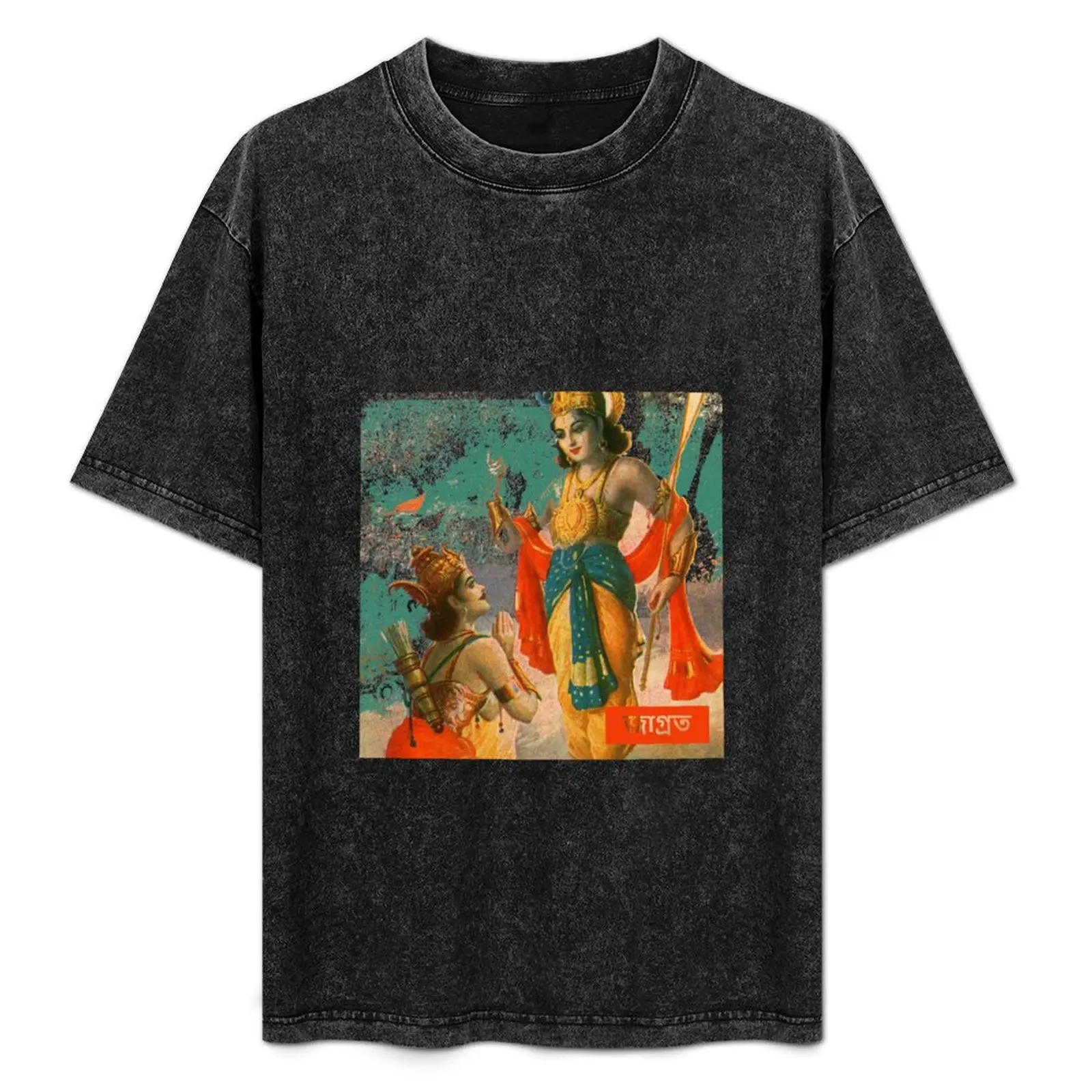 Camiseta con estampado sencillo de Krishna y Arjuna Awake