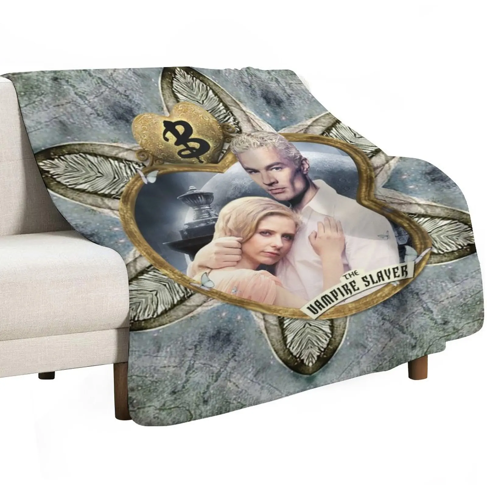 Buffy & Spike Throw Blanket blankets and throws Luxury Throw Luxury Designer Cute Plaid manga Warm Blankets