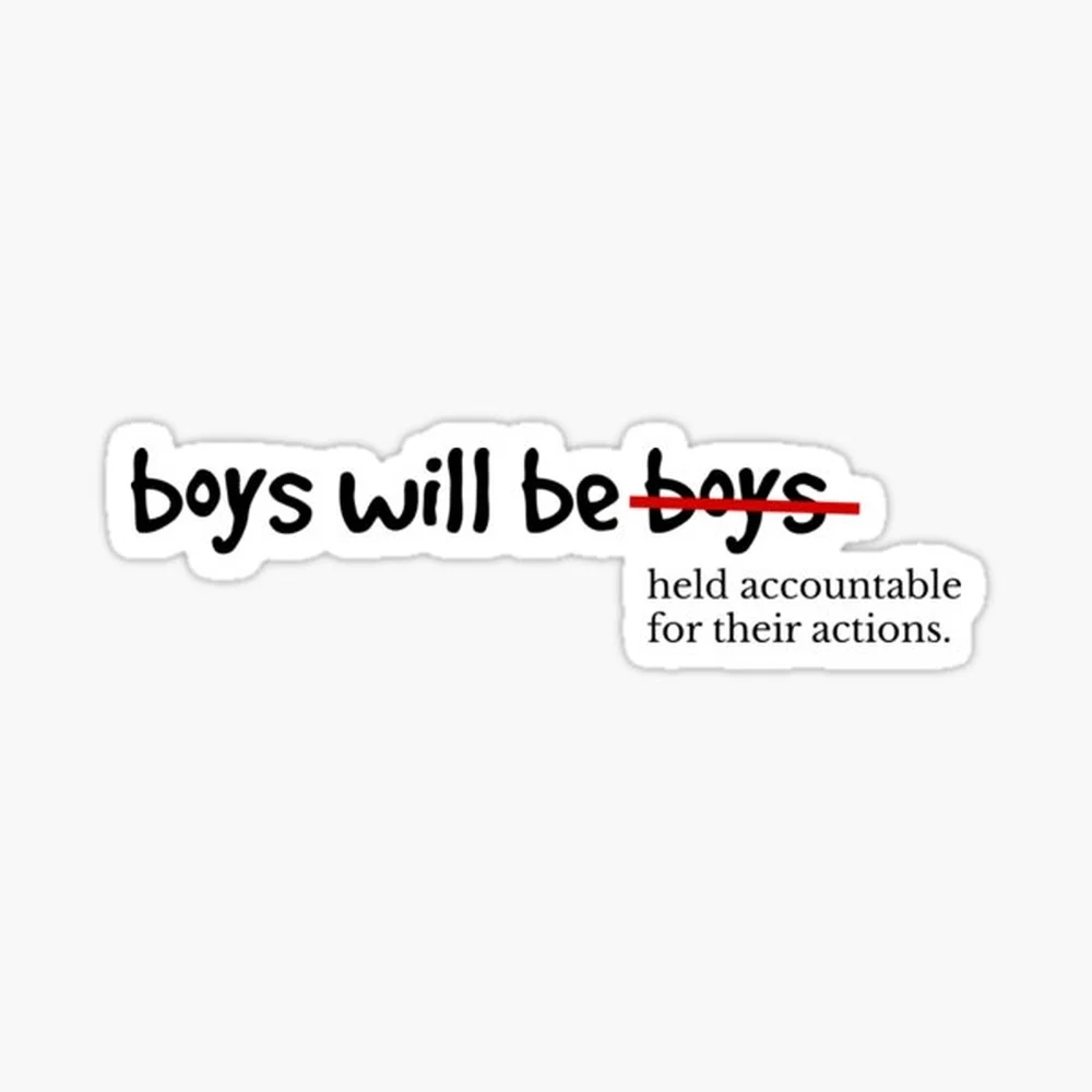 Boys will be held accountable. Sticker for Laptop Decor Bedroom Car Cute Cartoon Art Fashionable Public Suitcase