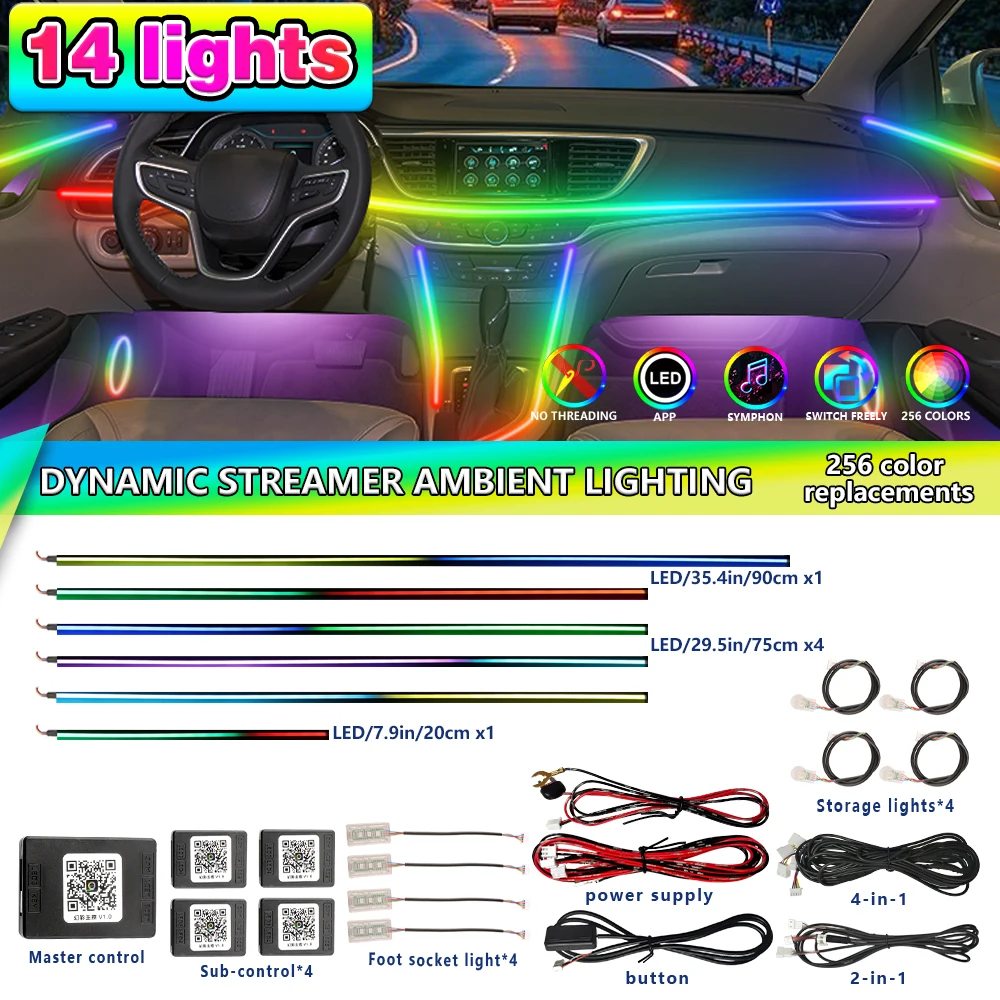 

Умный пульт дистанционного управления для салона автомобиля, RGB, 64-цветный светодиодный комплект, удобный для установки