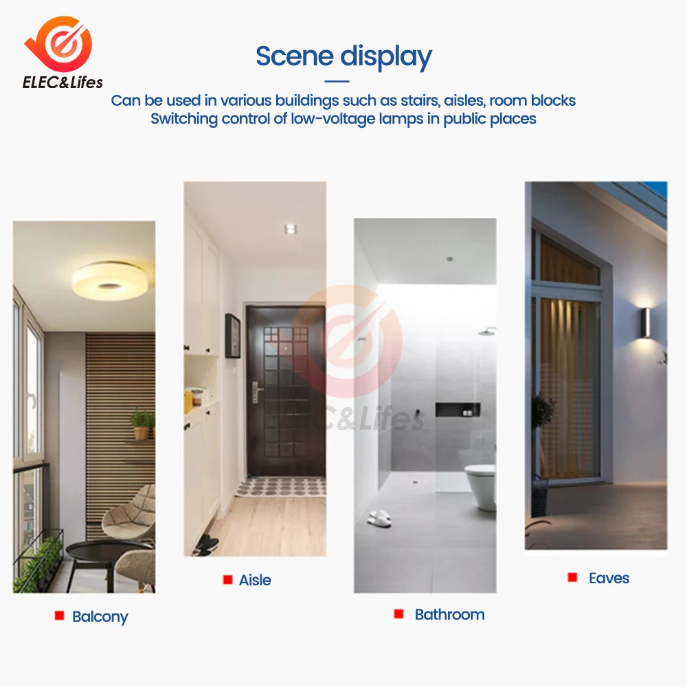 AC 85-265V Infrared PIR Motion Sensor Switch with Time Delay 360° Cone Angle Detecting Induction Sensor For LED Ceiling Light