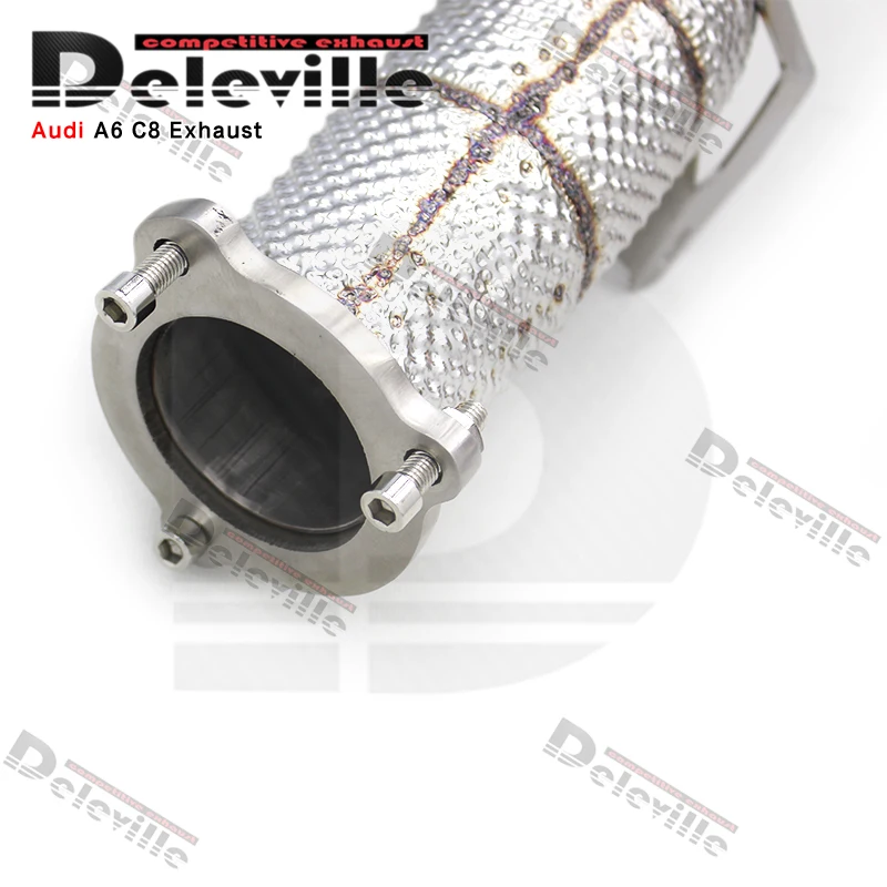 Performance Exhaust Downpipe For Audi A6/A7 C8 3.0T 2019-2023 Escape Accessories Heat Shield Stainless Steel Downpipe - view 4