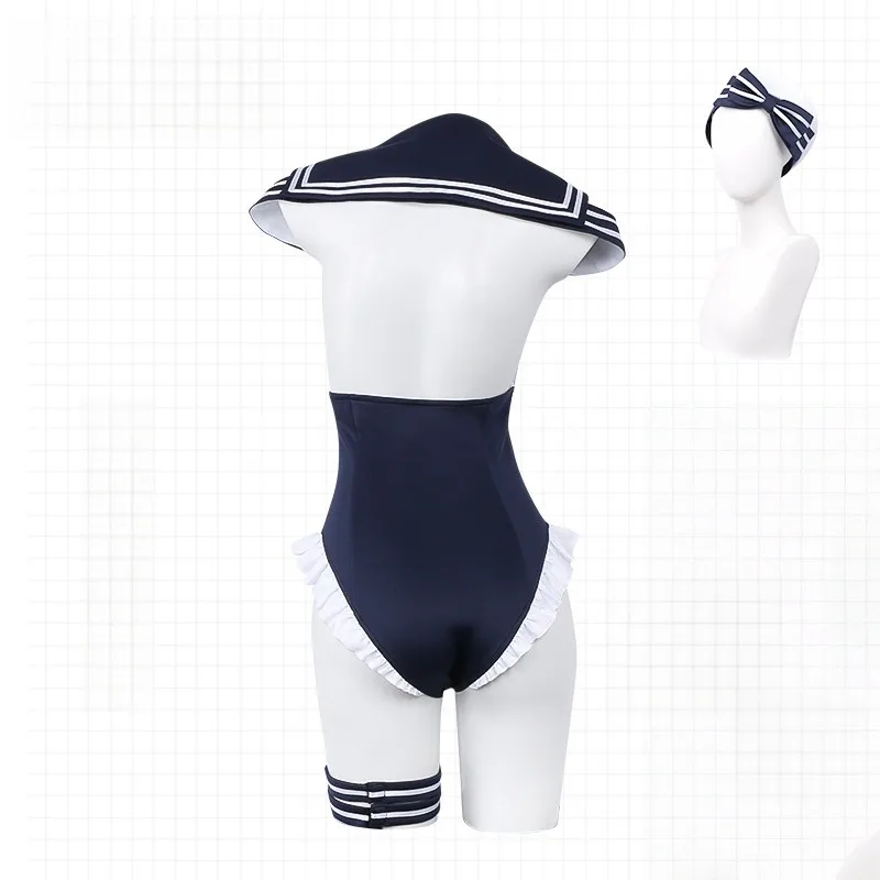 Anime Kitagawa Marin Cosplay Costume Naval Style Sailor Swimsuit Maid Outfits Wig for Women Summer Swimwear Halloween Outfits