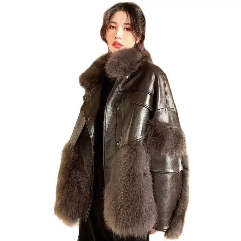 

Hot Selling Fur Coat for Women's 2024 Winter Loose Korean Version Fashionable Imitation Fox Fur Thickened Haining High-end Coat