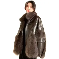 Retro Coffee Fur Coat for Women's 2024 Winter Loose Korean Version Fashionable Imitation Fox Fur Thickened Haining High-end Coat