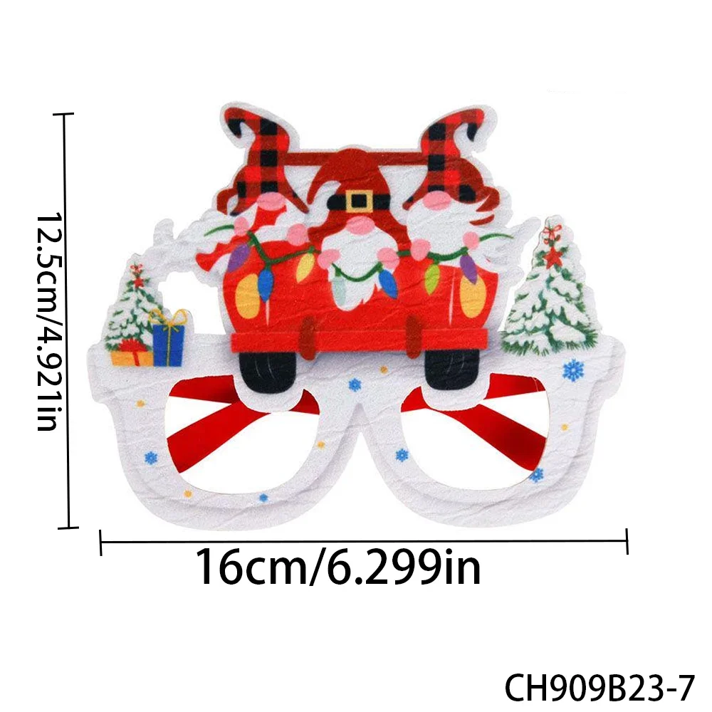PESENAR Lunettes festives pour camion rouge Gnome de Noël avec arbre de Noël et lumières - Accessoire pour cabine photo de fête de vacances"