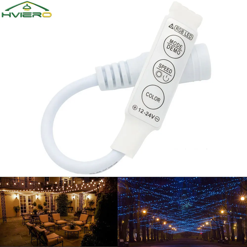 Controller Mini IR 3key LED Light Strip RGB Dimmer Switch DC 12-24V Seven Color Remote Connector Home Atmosphere Decoration Lamp