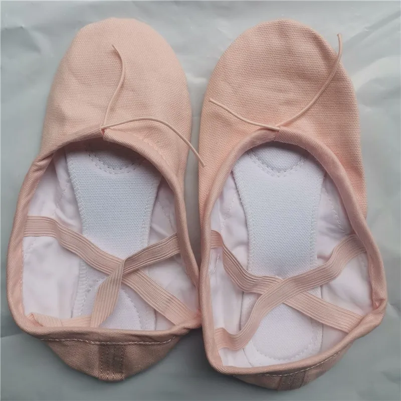 High Quality Kids Girls Women Adult Pink Split Sole Soft Canvas Ballet Flat Shoes for sale