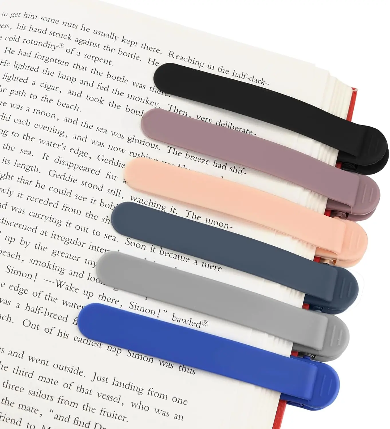 6pcsCreative Soft Silicone Multi-Functional Bookmark with On-Demand Reading New Duckbill Automatic Page following Non Deformable