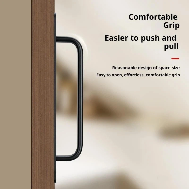 Aluminum Alloy Drill-free Handle Glass Sliding Door Window Drawer Wardrobe Push-pull Bathroom Sticker Door Handles view 2