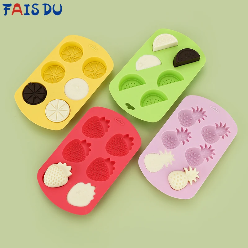 FAIS DU Fruit 6 Cavity Silicone Mold Ice Cube Fondant Molds Chocolate Candy Mould Baking Cake Decorating Tools Resin Candle Mold