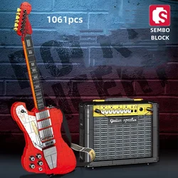 SEMBO blocks Simulation guitar set model Classic creativity Puzzle assembly unusual toys For adults Blocks Collect ornaments