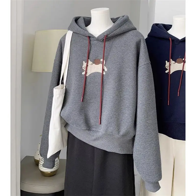 سويت شيرت أمريكي فضفاض بغطاء للرأس سترة نسائية كاجوال لتخفيض العمر #2