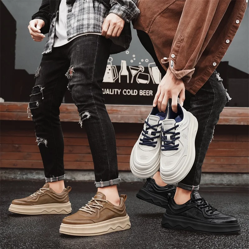 Bla Men's oes 2025 خريف جديد متعدد الاستخدامات رياضي غير رسمي Faion Trend oes للعمل والمكتب ملابس مريحة من الجلد