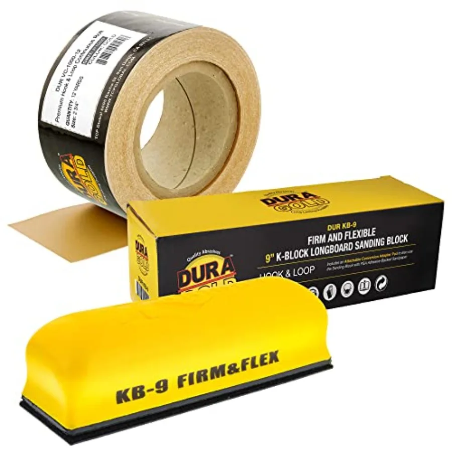 

Шлифовальный блок Dura-Gold Pro Series 9" K-Block: жесткий и гибкий ручной шлифовальный блок с креплением на липучке и адаптером PSA