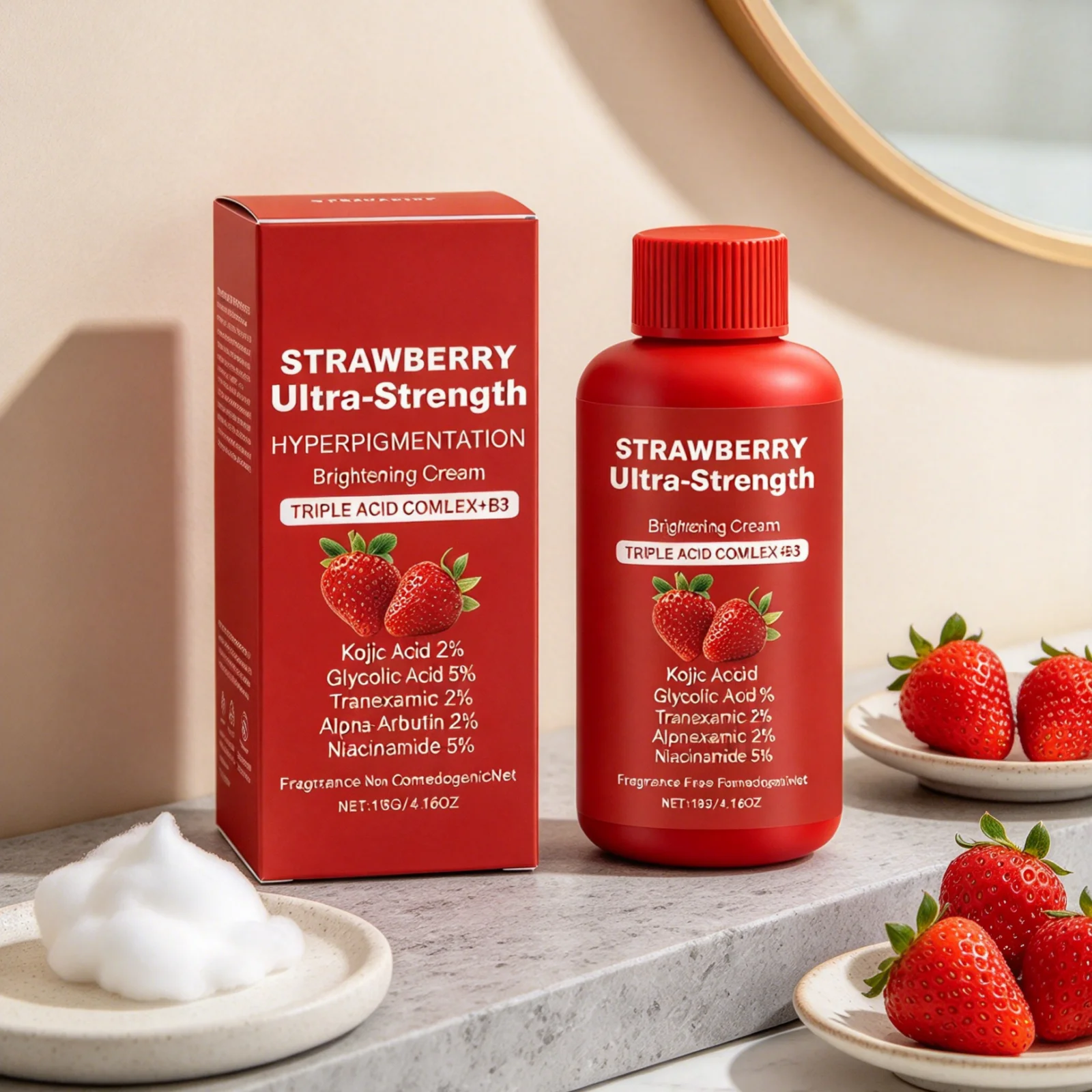 Body Brightening Cream Improves Dullness Reduces Roughness Soothing Relief Deeply Nourishing Gentle Strawberry Body Cream 128g