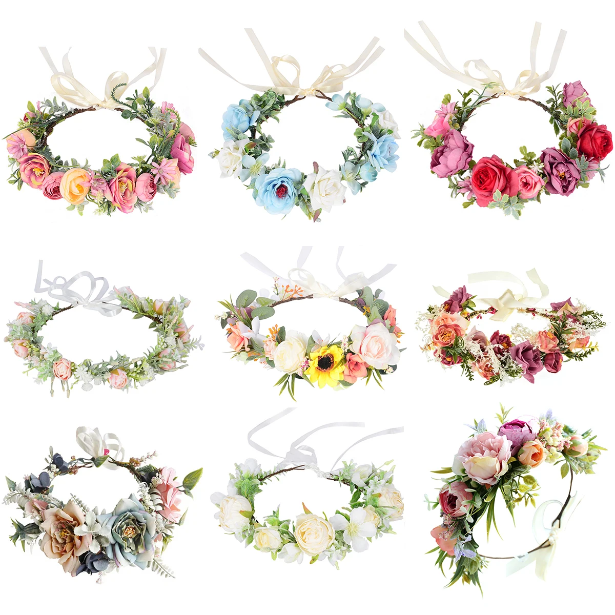 

Bohemian flowers Flower crown Camellia Crown Rose headpiece Festive Wedding Bride Wreath Girl Halo maternity photo shoot party