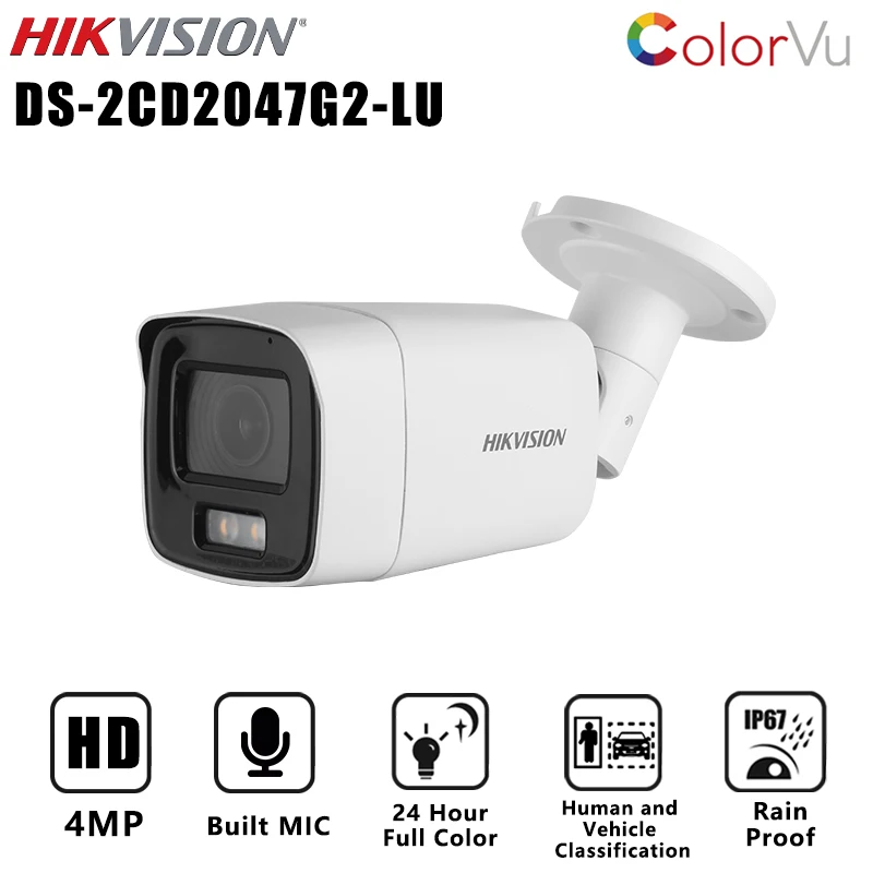 

Hikvision DS-2CD2047G2-LU 4MP HD ColorVu Security CCTV Support Human and Vehicle Detection Built-in Mic IP67 IP Network Camera