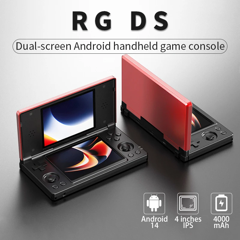 Anbernic RG DS Handheld Game Console 4" IPS Dual Screen Android 4000mAh Flip Video Games Player Supports RixelHK Wifi Streaming