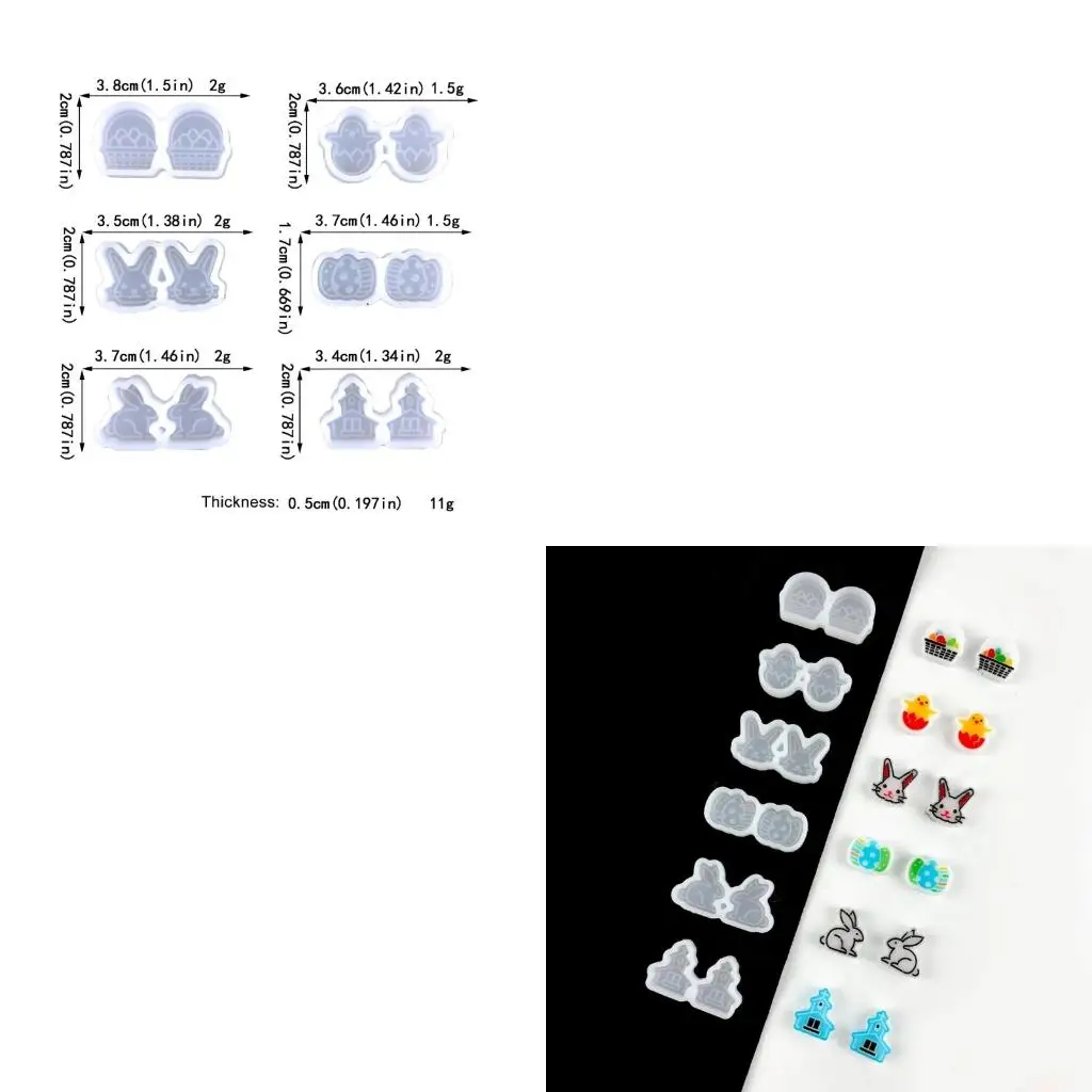 

Ear Studs Resin Molds Bunny Epoxy Resin Casting for Jewelry Making DIY Crafts