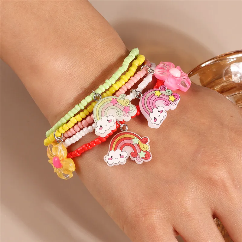 Böhmische handgemachte bunte Perlen Armband für Frauen niedlichen Sommer Strand Regenbogen Blume Armband Mädchen Boho Schmuck Großhandel – Detail 19