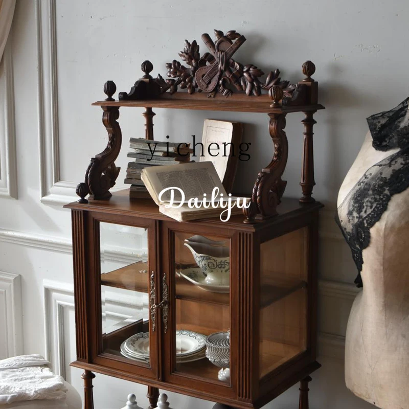 

Zz solid wood dining side cabinet, living room against the wall storage, antique entrance retro storage cabinet