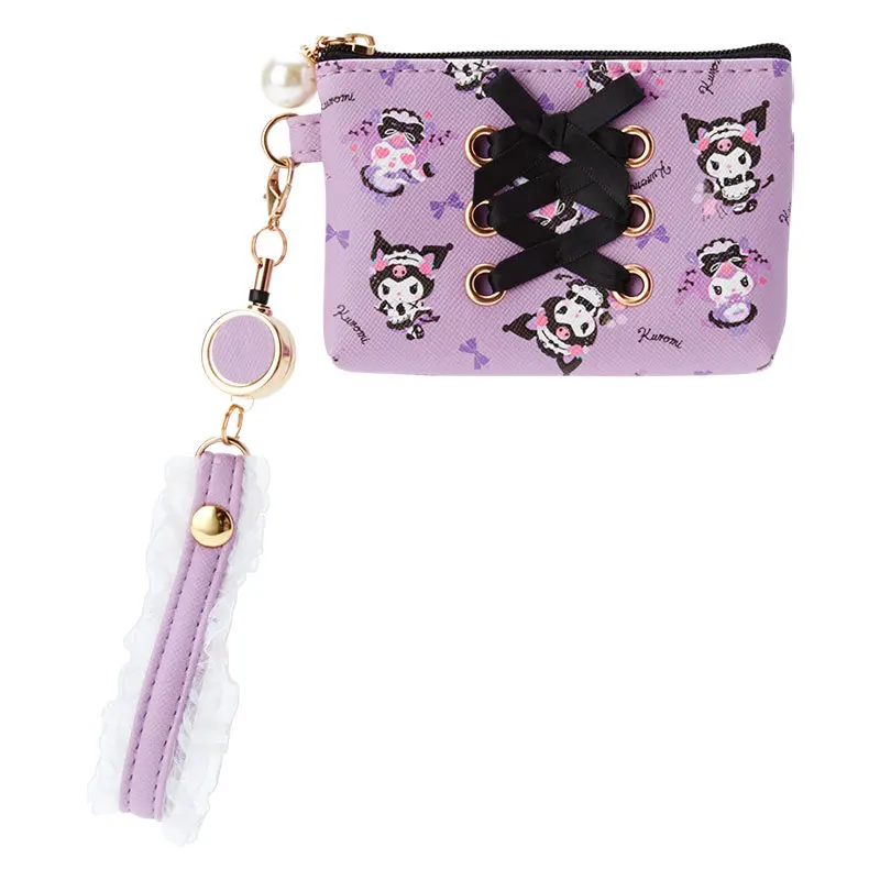 Portefeuille en ULtélescopique Sanurgente Kuromi, sangles de dessin animé Kawaii, porte-monnaie, sac à cartes, sac de rangement périphérique Anime, cadeaux de vacances