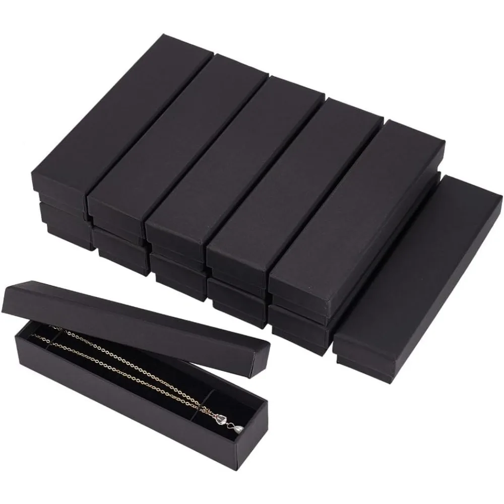 12 Pack Black Necklace Cardboard Jewellery Box 7x1.7x1.3