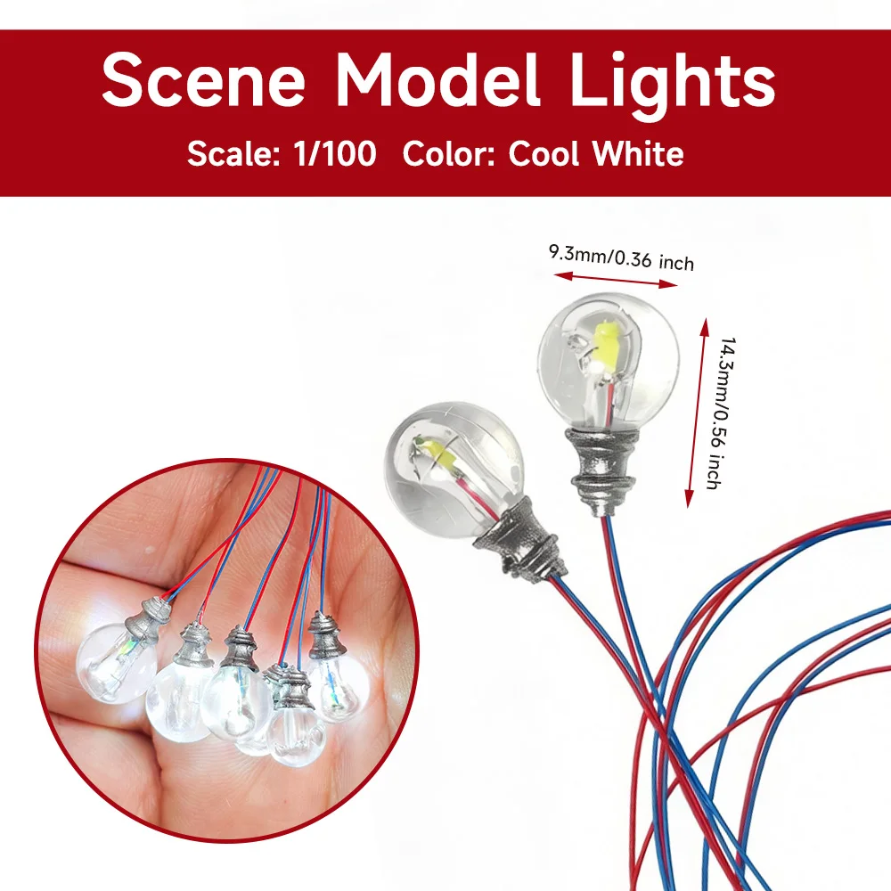 5 Stück 3V Miniatur-LED-Lampen für 1/87 1/100 1/150 DIY-Modellbau/Puppenhaus-Dekoration/Dioramen-Zubehör/Mikrolandschaft