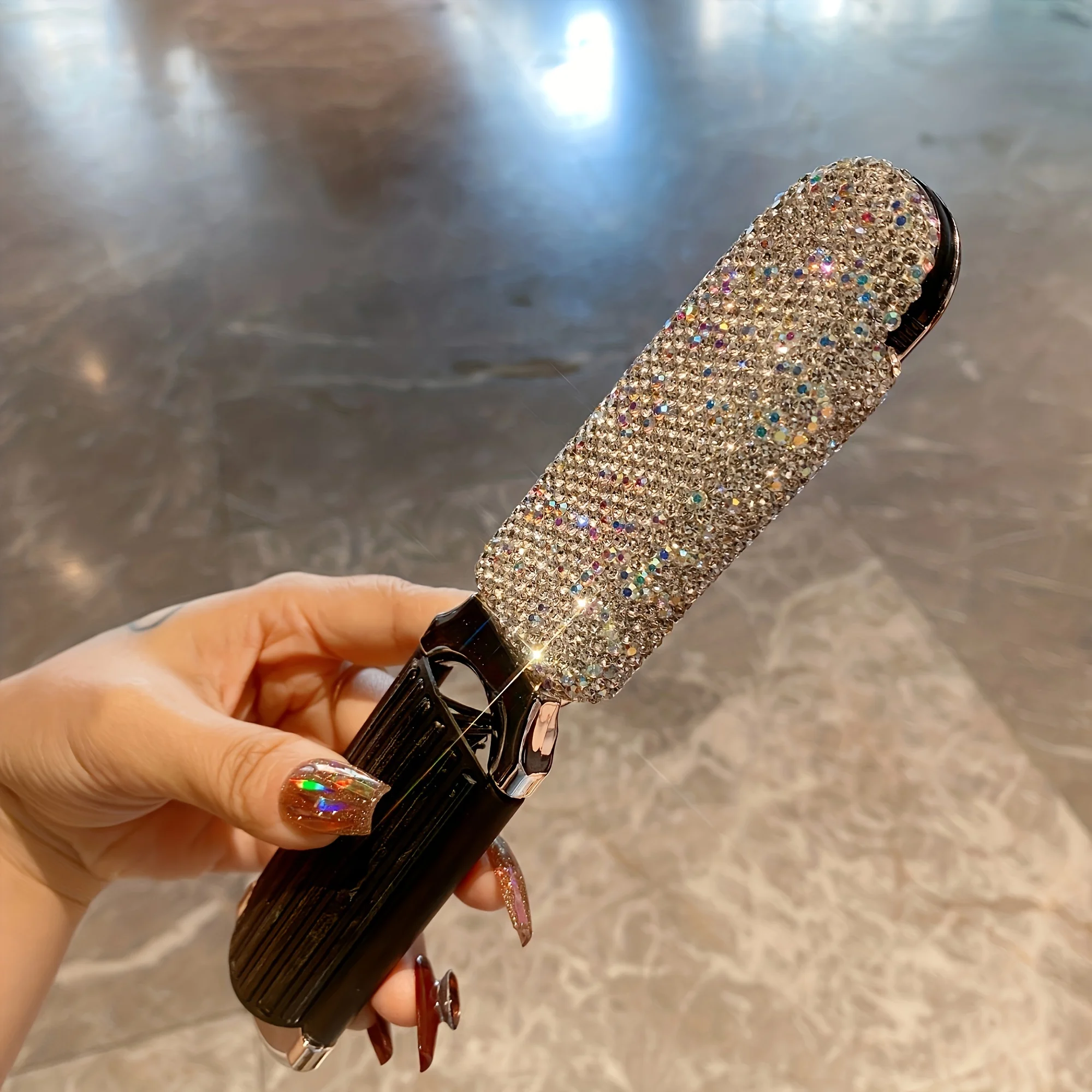 High Appearance Level Air Cushion Folding Comb Artificial Diamond Set with Mirror Mini Portable All-in-One Massage Comb