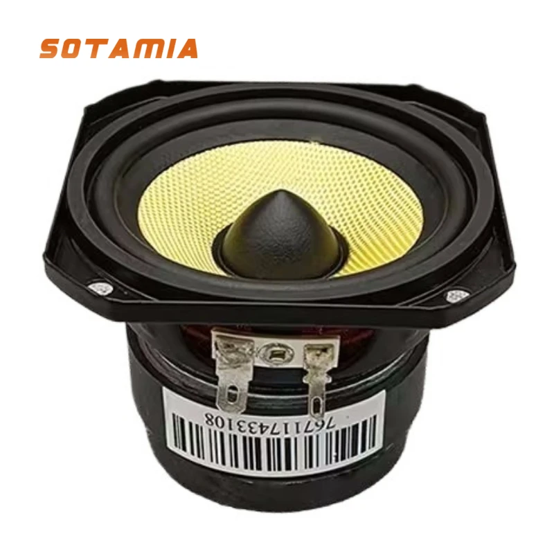 SOTAMIA 1Pcs 3 Inch Mid Subwoofer 4 Ohm 40W Yellow Glass Fiber Basin Bullet Midrange Bass Speaker 20 Core Hifi Power Loudspeaker