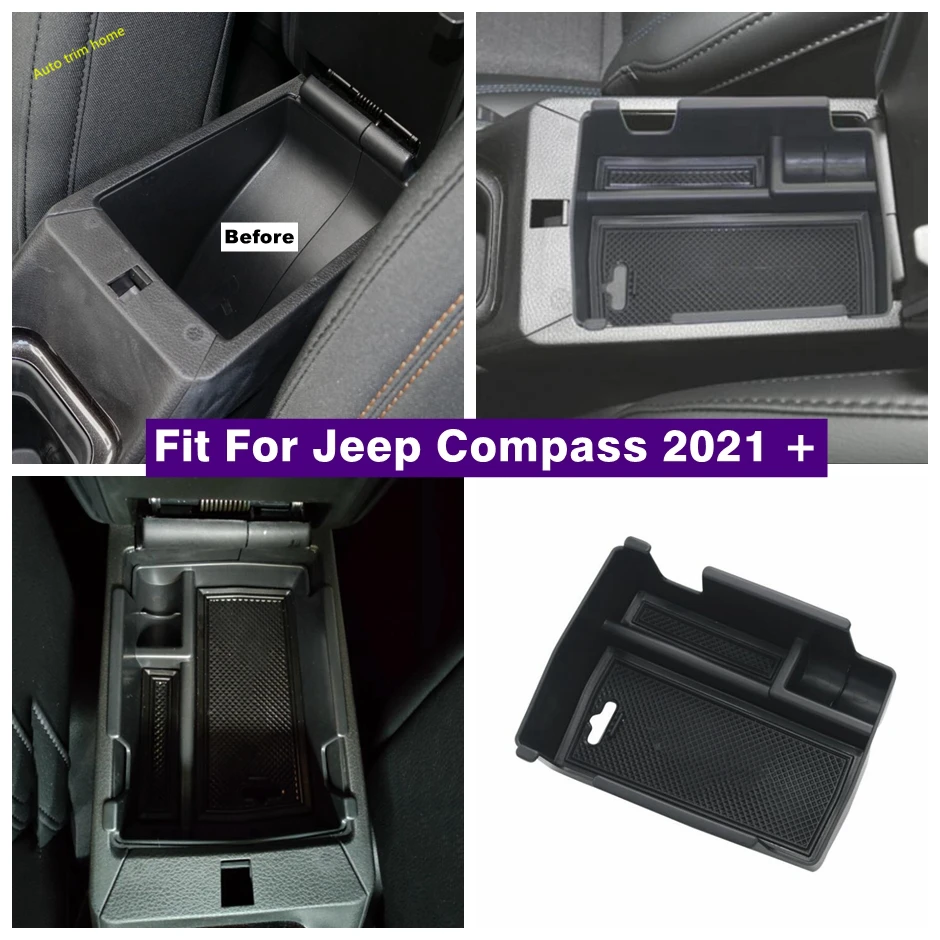 

Central Armrest Storage Box Console Arm Rest Tray Pallet Container Cover Fit For Jeep Compass 2021 2022 Interior Accessories