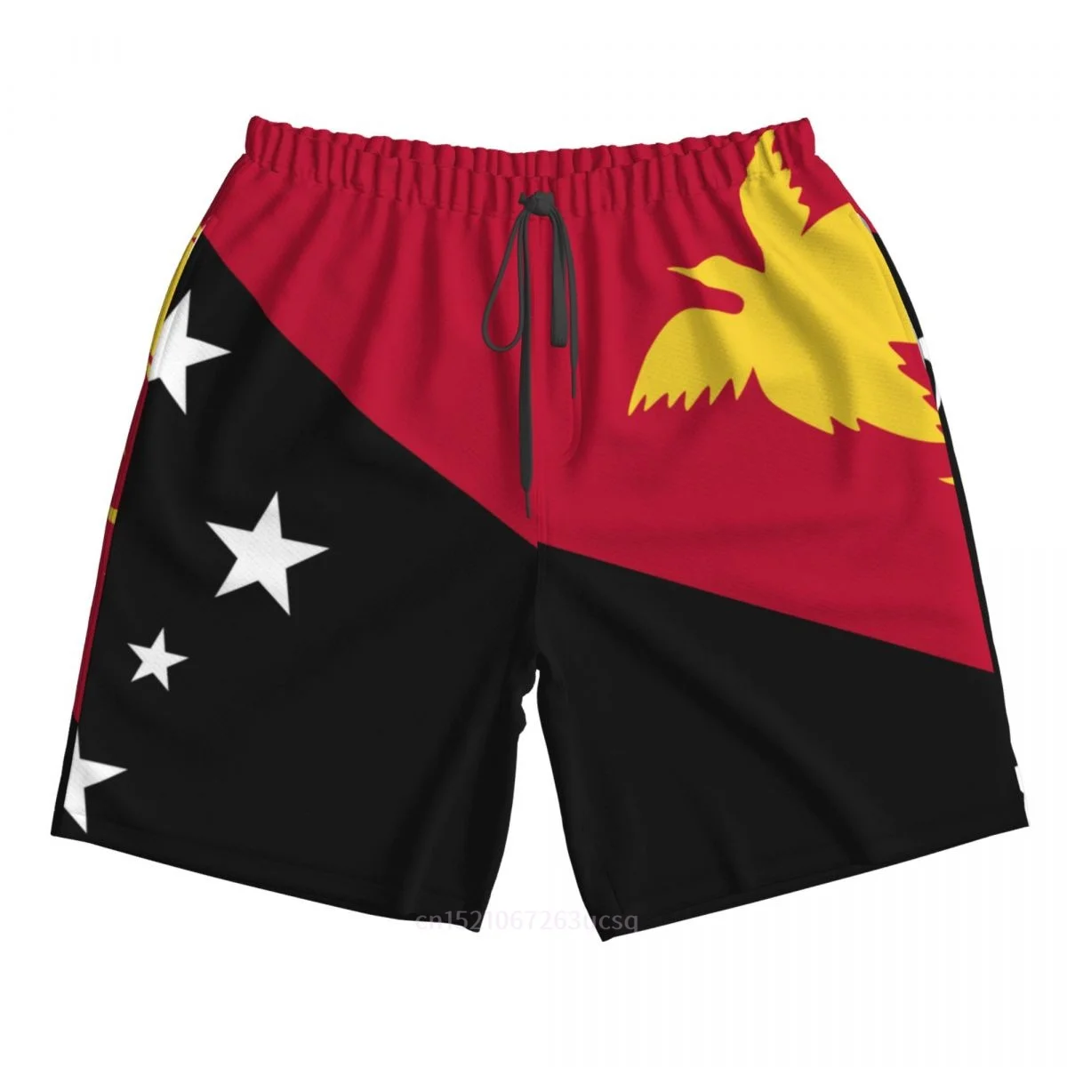 2025 Summer Polyester Papua New Guinea Country Flag 3D Printed Men's Board Shorts Beach Pocket Running Summer Pants