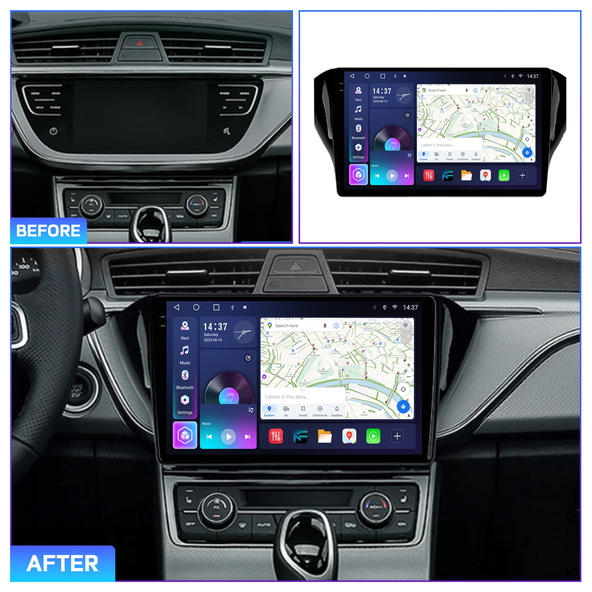 Penhui Android Car DVD Player 2 Din for Geely GS 2016-2020 Emgrand EC7 2018-2020 Multimedia Screen with DSP, Bluetooth, CarPlay