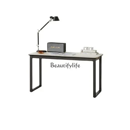 

ls 04Solid wood desk black wrought iron modern light luxury computer long table workbench