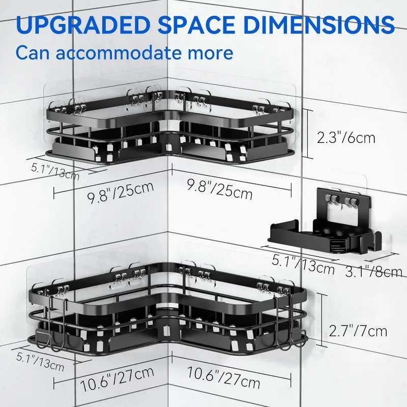 Corner Shower Caddy 3 Pack, Large Size with Soap Holder, Rustproof Stainless Steel Bathroom Accessories Organizer