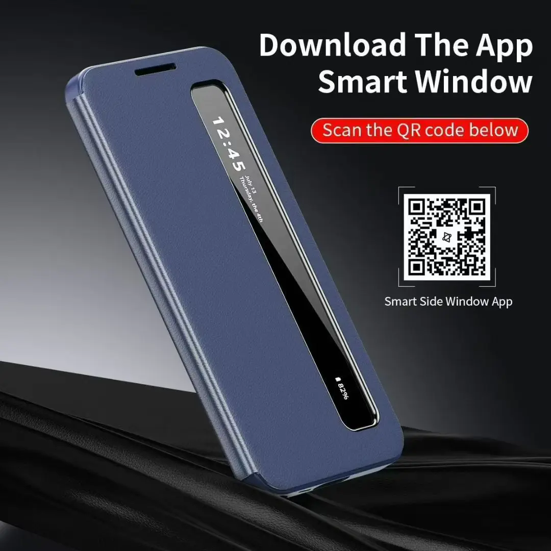 

Business Leather Case for Samsung Galaxy S24 S26 Ultra S22 S23 Plus S25 Edge FE A55 A56 A57 A36 A16 A17 Smart Window Phone Case
