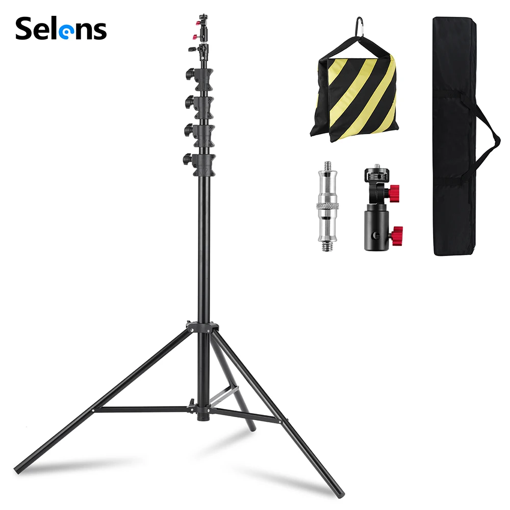 Selens 4,8m Lichtstativ Luftgepolstertes Hochleistungs-Aluminium-Fotografie-Stativ für Fotostudio, Reflektor, Softbox, Sportvideo