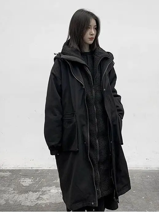 

plus Size 300 Pou Autumn Winter eep Velvet Long Cotton Jaet Loose ex American Sle Trendy Coat Outerwear for Couples