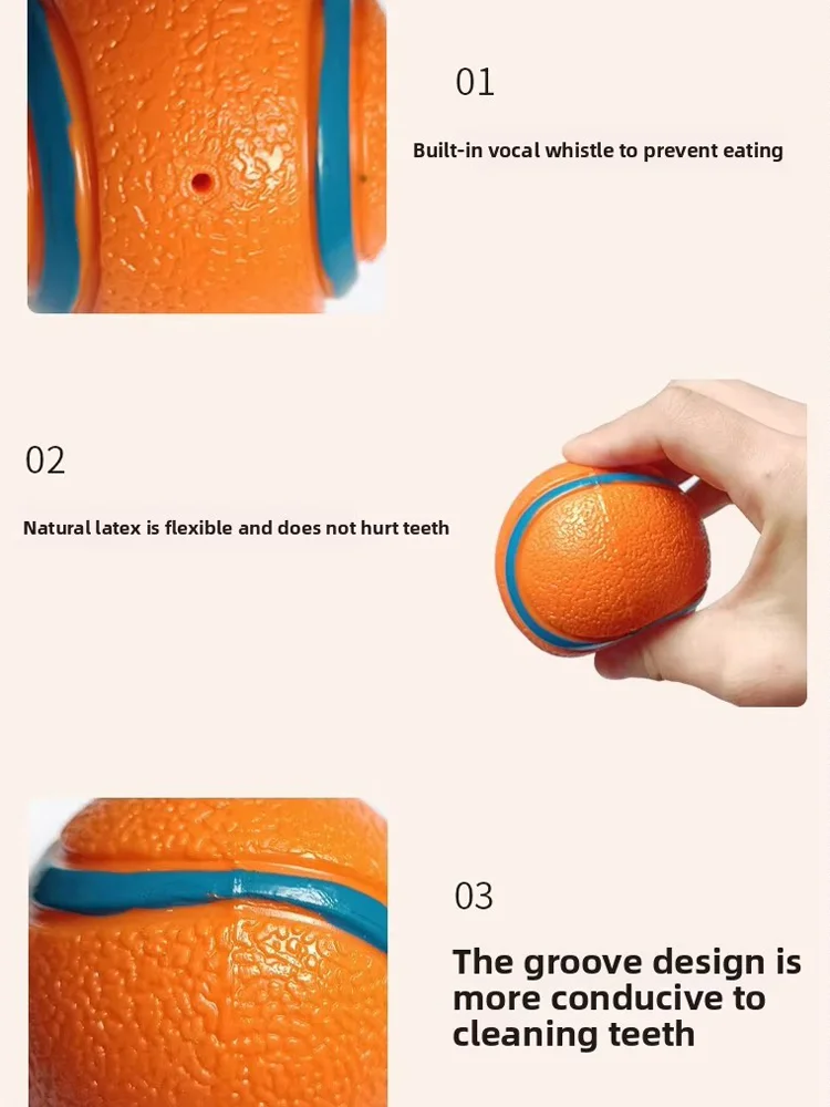 Quietschender Spielzeugball für Hunde, elastischer Gummiball, bissfest, interaktives Trainingsspielzeug, Zahnreinigung, Kauspielzeug für kleine, mittelgroße und große Hunde – Detail 6