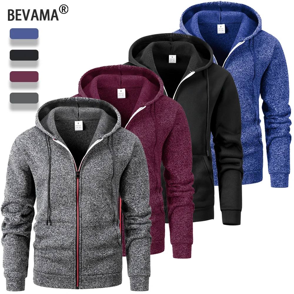 

2025 New Men's Hoodie Jacket Spring Autumn Warm Streetwear Long Sleeve Solid Color Casual Sweatshirts Zipper Hooded Pullover