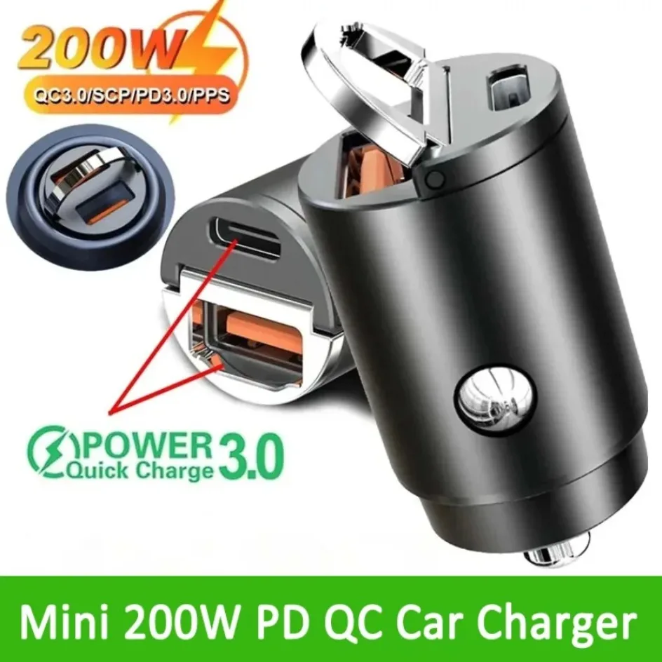 2025 New Mini Car Cigarette Lighter One Trailer Two Car Charging Plug Fast Charging Car Charger USB C Car Phone Chargers Adapter